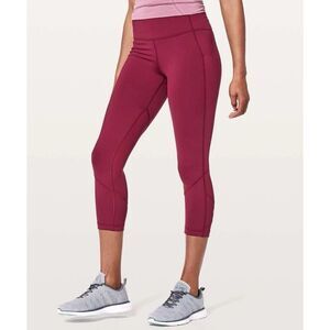 Lululemon Pace Rival Crop Ruby Wine Red Luxtreme Gym Running Tights. Sz 2